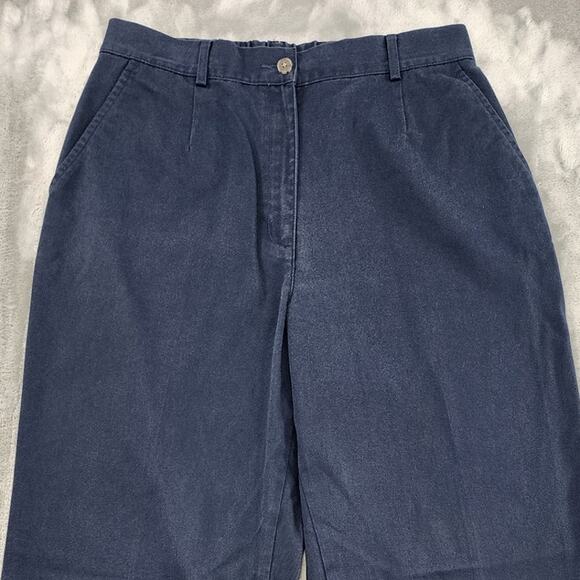 Vintage LL Bean Pants Womens 12M/T TALL Blue High Rise Straight Leg Chino Office - Picture 2 of 11